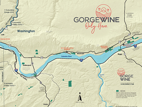 Use the Gorge Wine map to plan your tour of Columbia Gorge wine country in both Oregon and Washington