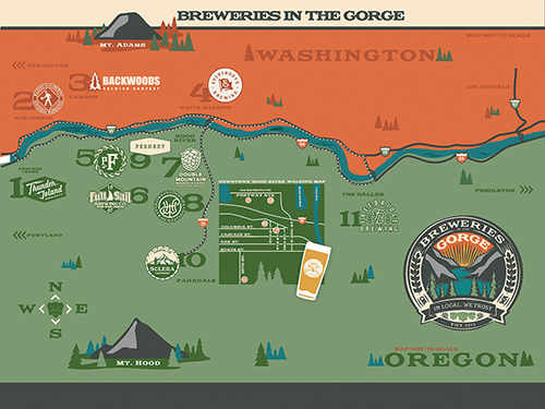 The Breweries in the Gorge map helps you discover some of the Nation's finest beer in the Gorge